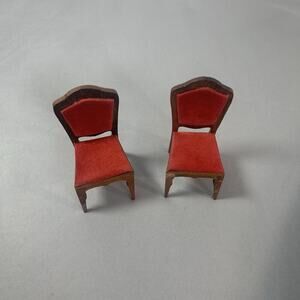 Dollhouse furniture Fabric Chairs set of two wooden